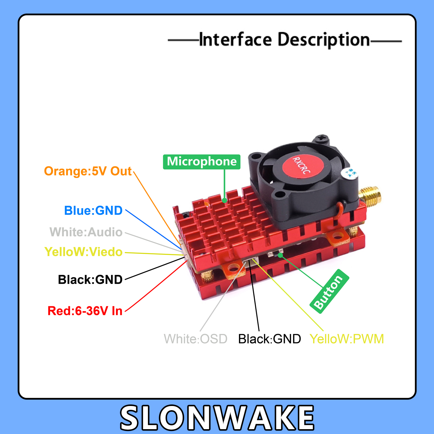 SLONWAKE 5.8G 2W VTX FPV 1800T - Drone Rc Board 评论和价格